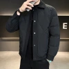 A light and thin down jacket for men's autumn and winter, a new style of men's casual lapel business casual youth warm solid color men's coat details Picture